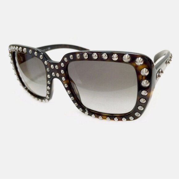 Prada Square Havana Studded Sunglasses - Picture 2 of 5
